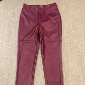 Burgundy faux leather pants